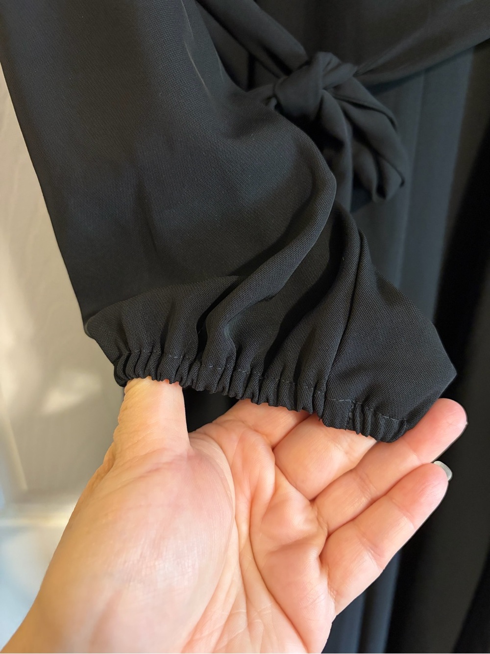 LOFT Black Wide Leg Jumpsuit Size 6 NWT V Neck Long Sleeve Belted - Picture 8 of 9
